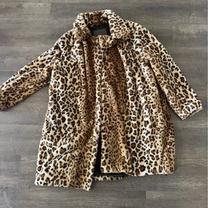 Faux Fur Leopard Print Jacket - Cozy Animal Print